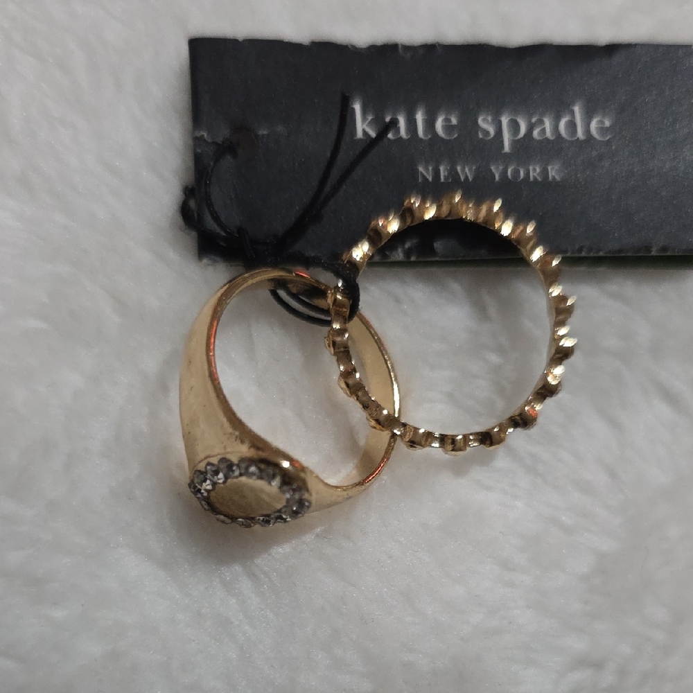 Kate Spade Gold-tone and‎ Crystal Ring Set.